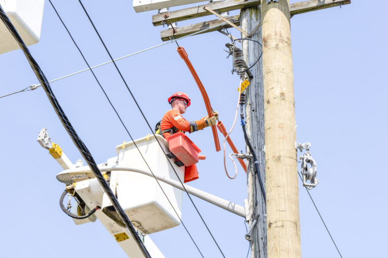 Hydro worker on the job